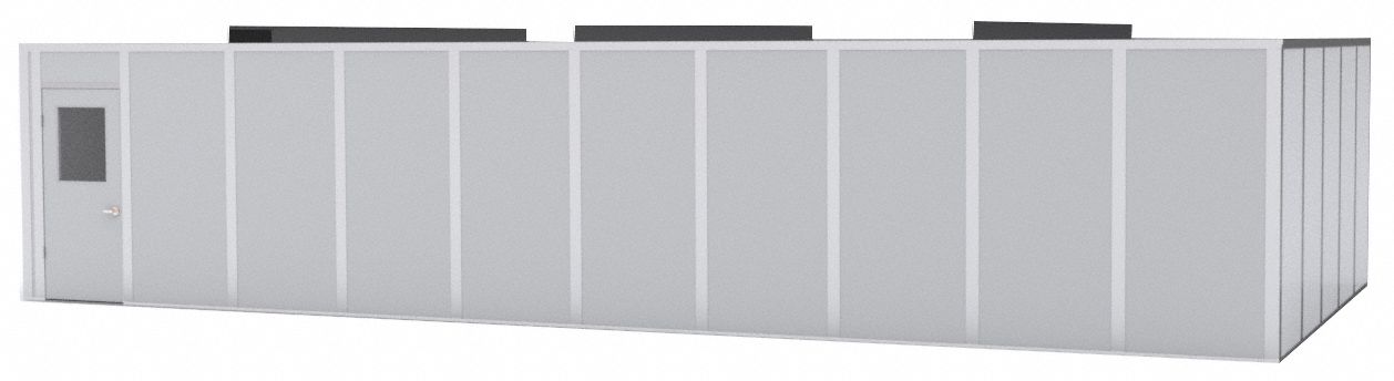 Modular In-Plant Office: 40 ft x 20 ft x 8 ft, 4 Walls, Steel-Covered Drywall, Gray