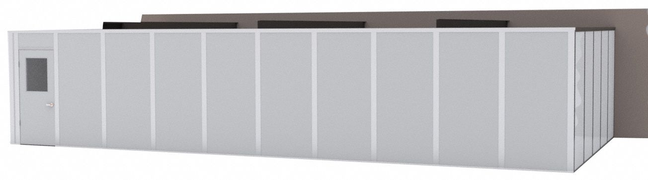 Modular In-Plant Office: 40 ft x 20 ft x 8 ft, 3 Walls, Steel-Covered Drywall, Gray