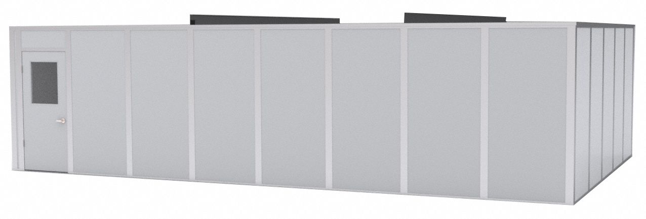 Modular In-Plant Office: 32 ft x 20 ft x 8 ft, 4 Walls, Steel-Covered Drywall, Gray