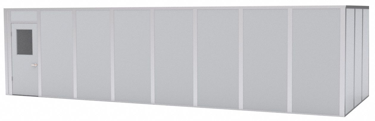 Modular In-Plant Office: 32 ft x 12 ft x 8 ft, 4 Walls, Steel-Covered Drywall, Gray