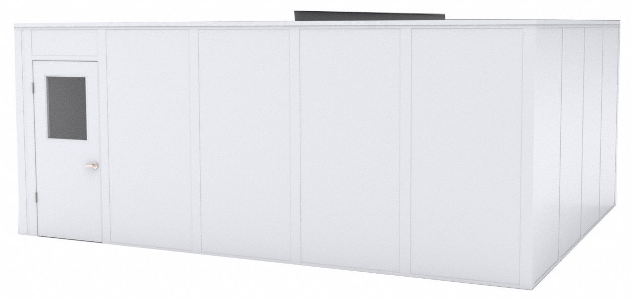 Modular In-Plant Office: 20 ft x 16 ft x 8 ft, 4 Walls, Steel-Covered Drywall, White