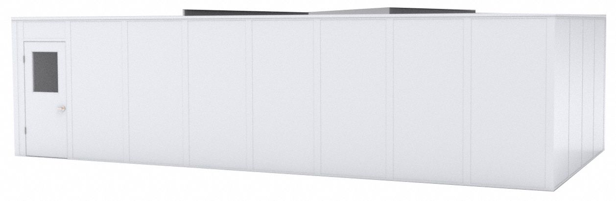 Modular In-Plant Office: 32 ft x 12 ft x 8 ft, 4 Walls, Steel-Covered Drywall, White