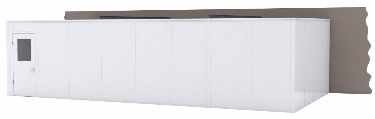 Modular In-Plant Office: 32 ft x 12 ft x 8 ft, 3 Walls, Steel-Covered Drywall, White