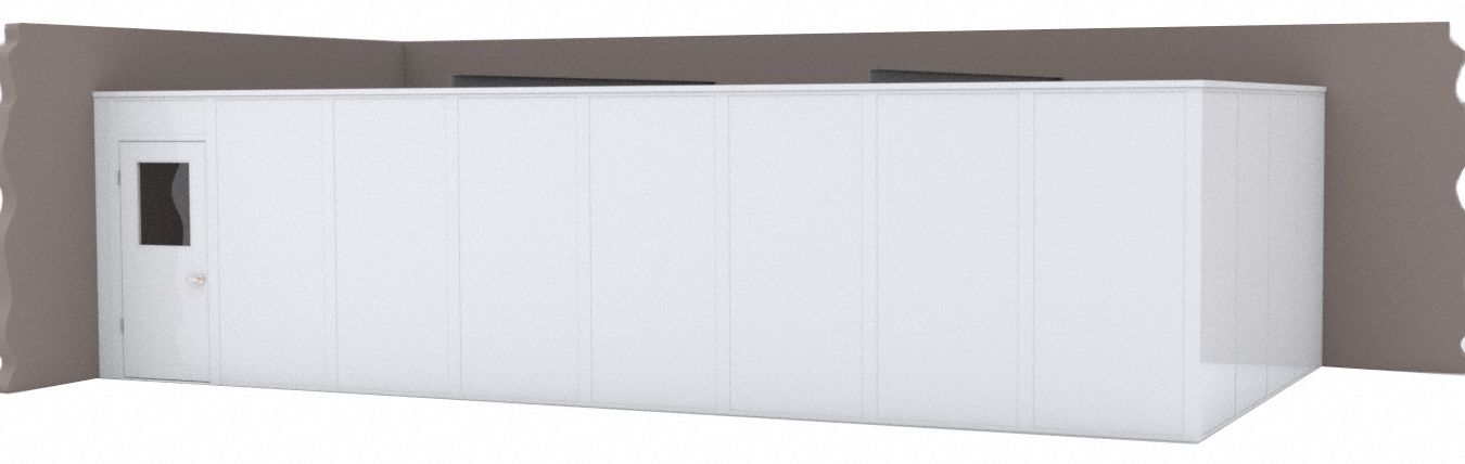 Modular In-Plant Office: 32 ft x 16 ft x 8 ft, 2 Walls, Vinyl-Covered Drywall, White