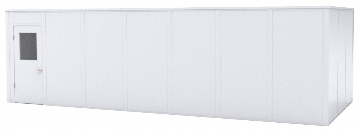 Modular In-Plant Office: 28 ft x 12 ft x 8 ft, 4 Walls, Steel-Covered Drywall, White