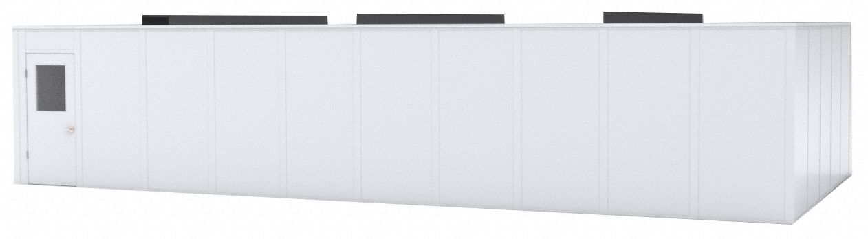 Modular In-Plant Office: 40 ft x 20 ft x 8 ft, 4 Walls, Steel-Covered Drywall, White