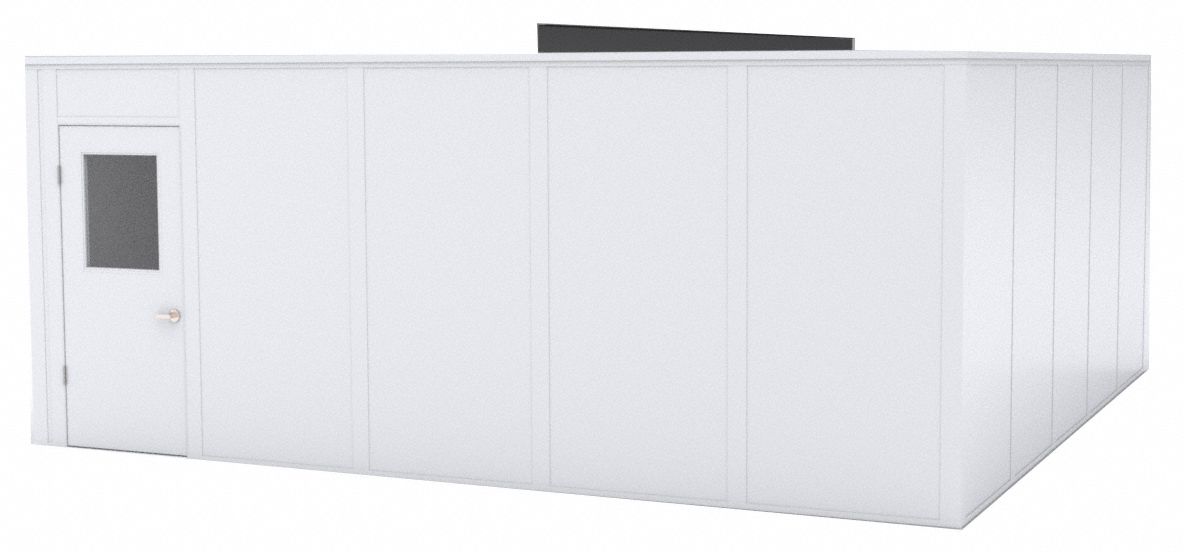 Modular In-Plant Office: 20 ft x 20 ft x 8 ft, 4 Walls, Steel-Covered Drywall, White