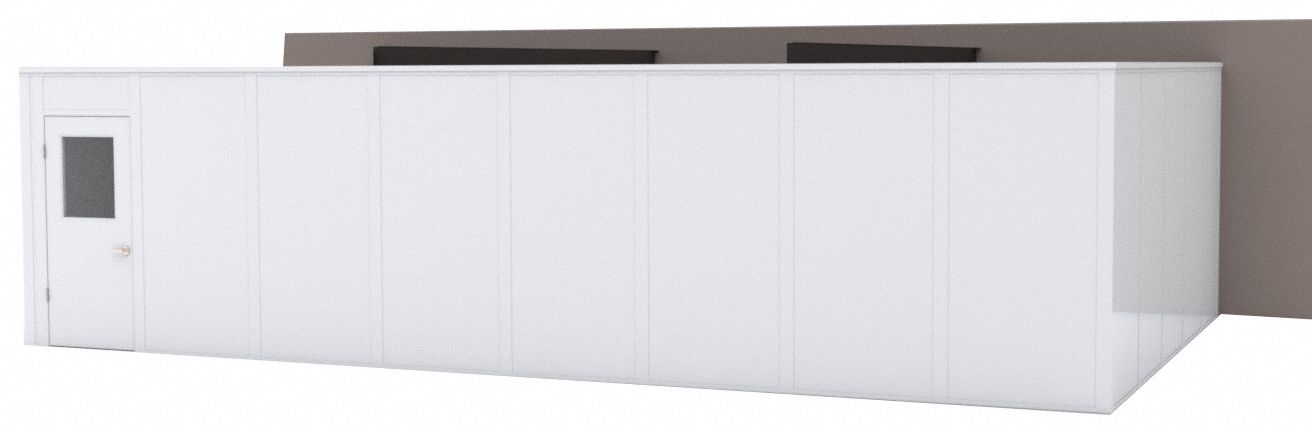 Modular In-Plant Office: 32 ft x 20 ft x 8 ft, 3 Walls, Steel-Covered Drywall, White