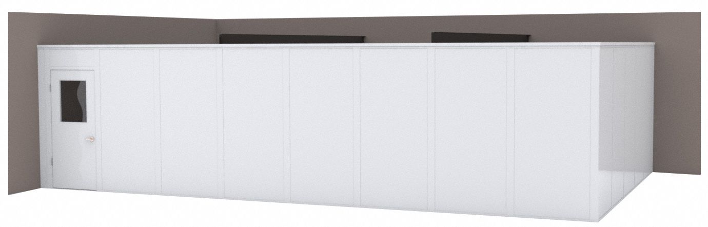 Modular In-Plant Office: 32 ft x 20 ft x 8 ft, 2 Walls, Steel-Covered Drywall, White