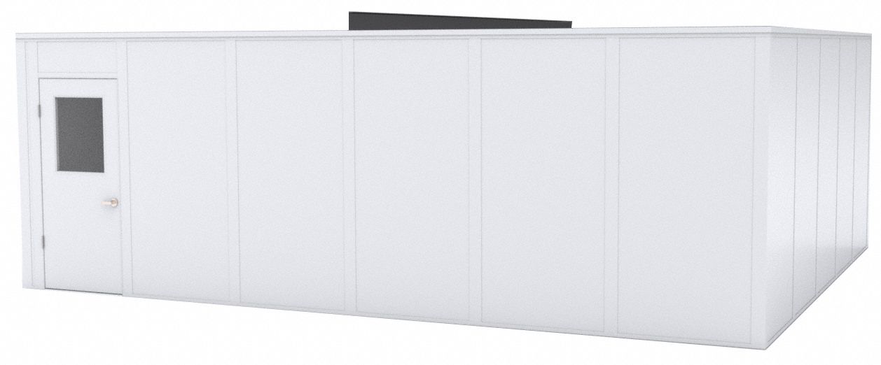 Modular In-Plant Office: 24 ft x 20 ft x 8 ft, 4 Walls, Steel-Covered Drywall, White