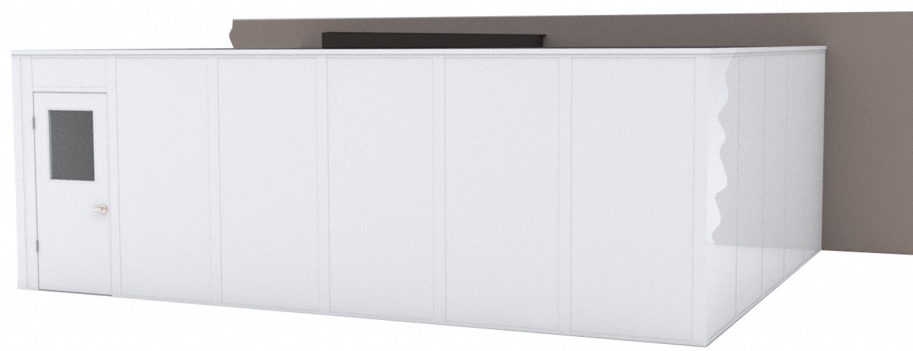 Modular In-Plant Office: 24 ft x 20 ft x 8 ft, 3 Walls, Steel-Covered Drywall, White