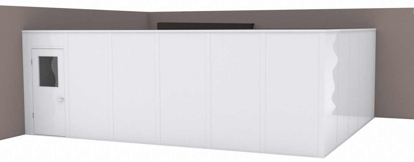 Modular In-Plant Office: 24 ft x 20 ft x 8 ft, 2 Walls, Steel-Covered Drywall, White