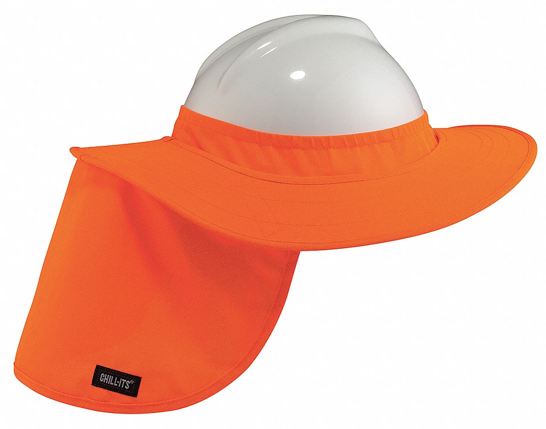 REBORD DE CASQUE DE SÉCURITÉ A/PROTÈGE-COU, POLYESTER, ORANGE HTE VIS, AUTO-AGRIPPANT