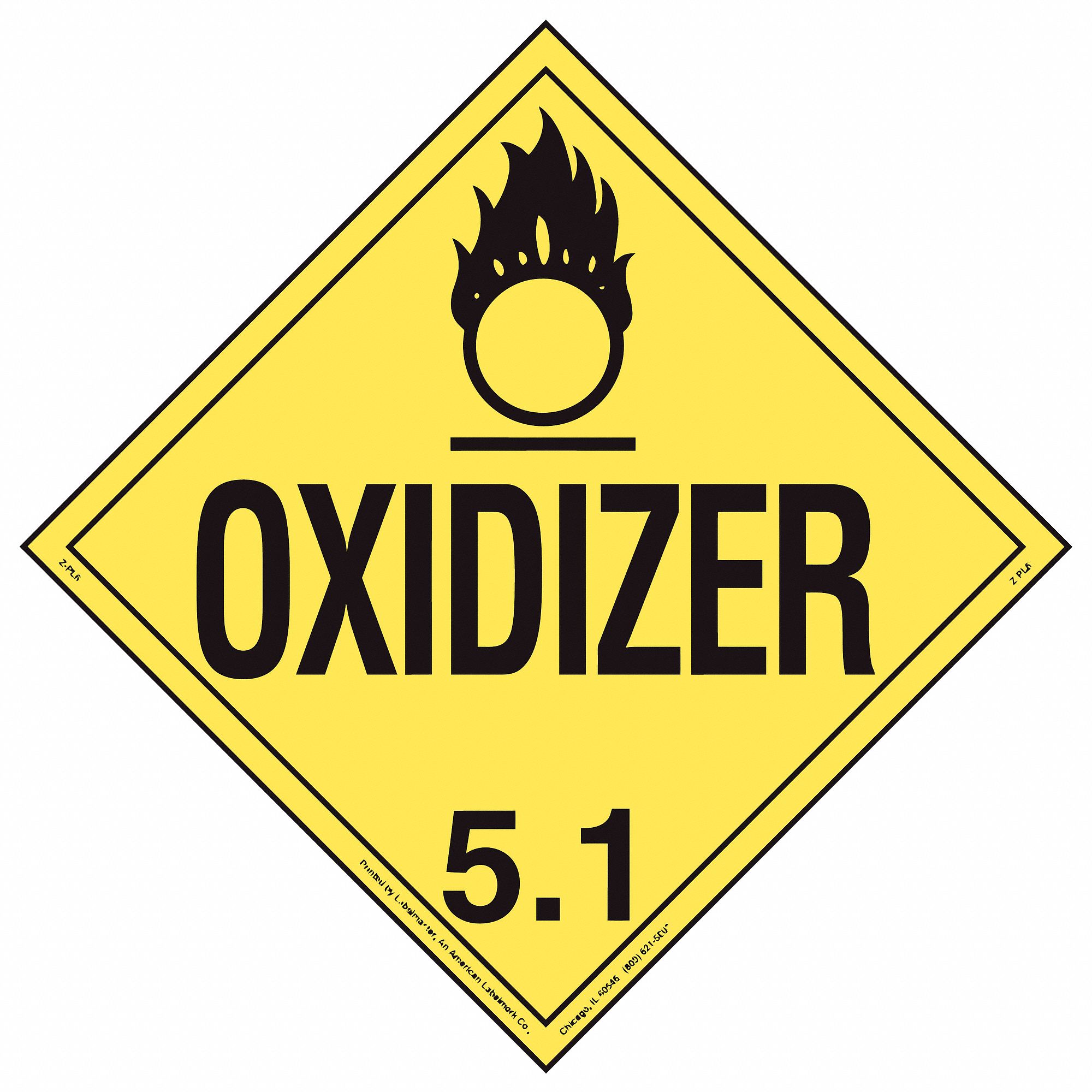 Oxidizer, 10 3/4 in Label Wd, DOT Container Placard - 19UA65|19UA65 ...