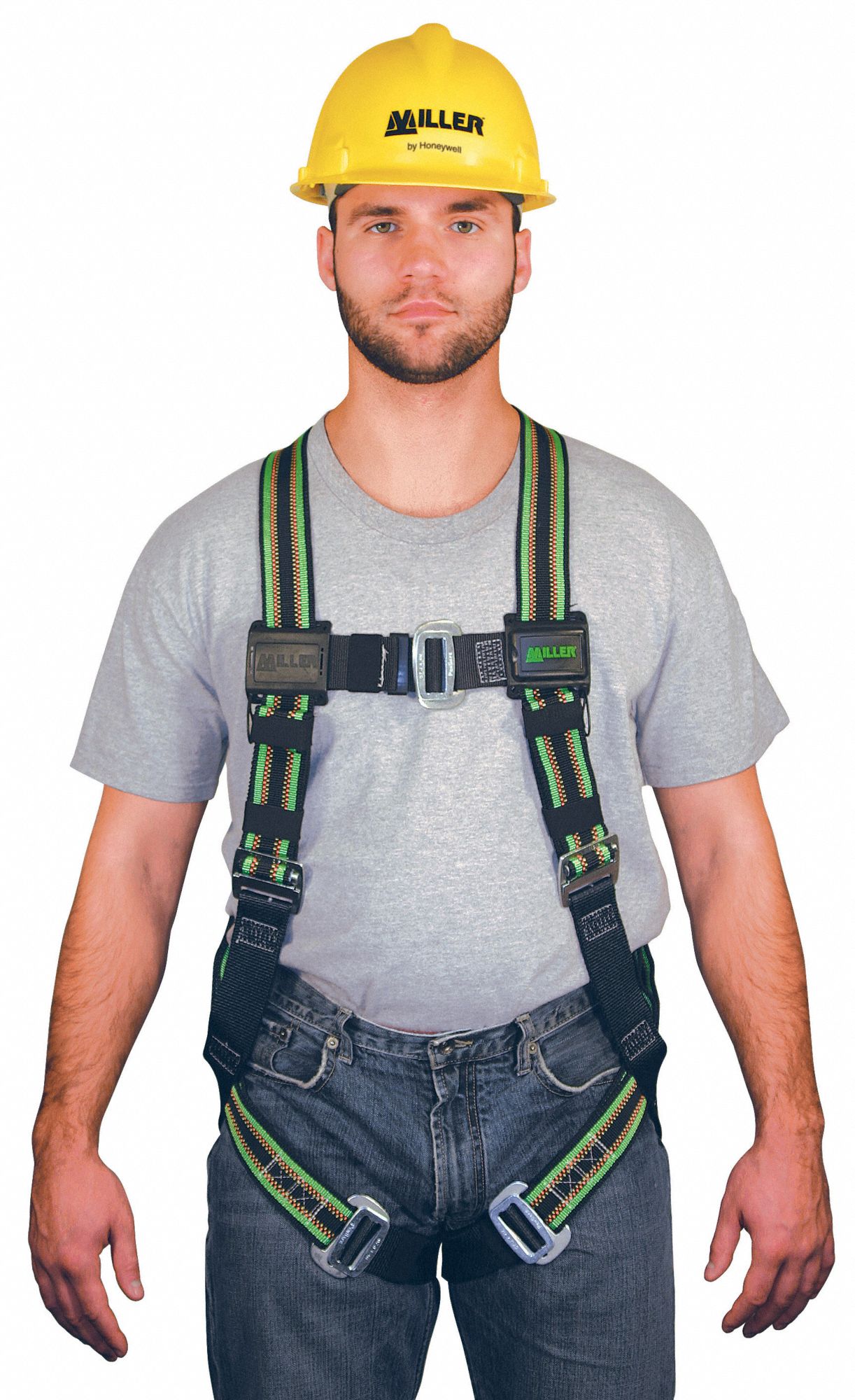 HONEYWELL MILLER Full Body Harness, 400 lb, Green 2XL 19X879E650