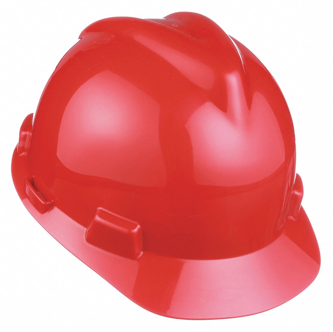 SLOTTED CAP, CSA, TYPE 1, CLASS E, GHDPE, 4-PT FAS-TRAC III RATCHET, FRONT BRIM, RED