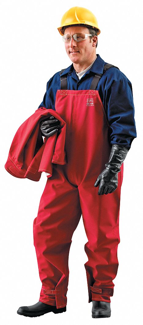 Chemical Resistant Bib Overalls,Red,3X