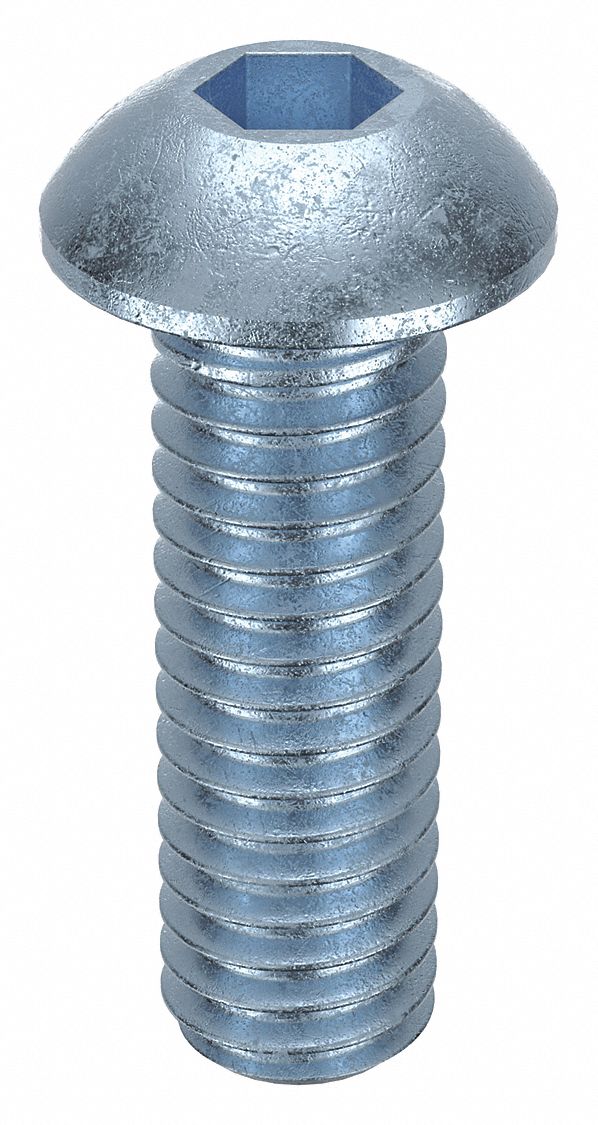 Socket Head Cap Screw: 5/16"-18 Thread Size, 1 in Lg, Button, Zinc Plated, Alloy Steel