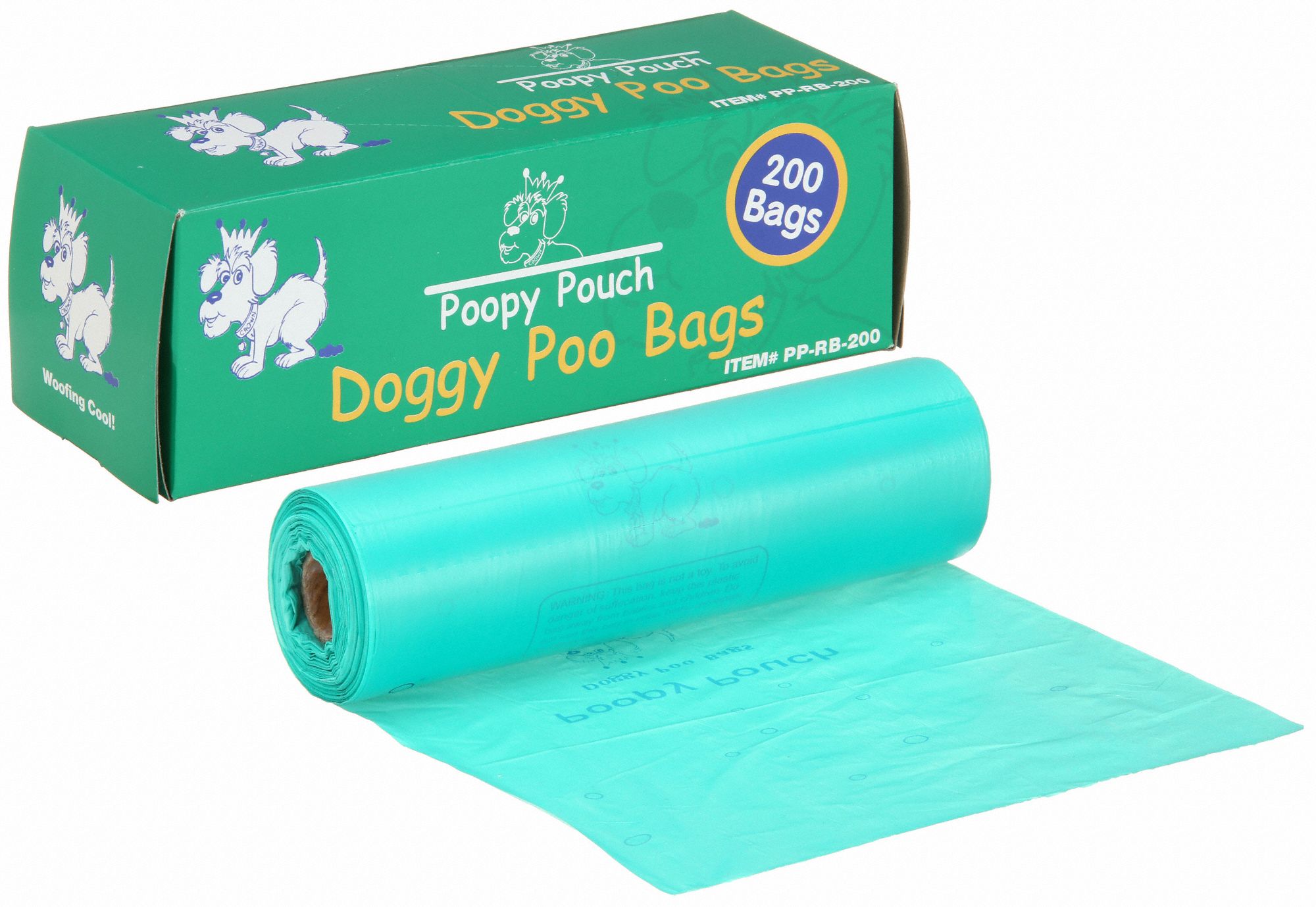 POOPY POUCH Pet Waste Bags 3/4 gal Capacity, 8 in Wd, 13 in Ht, Green