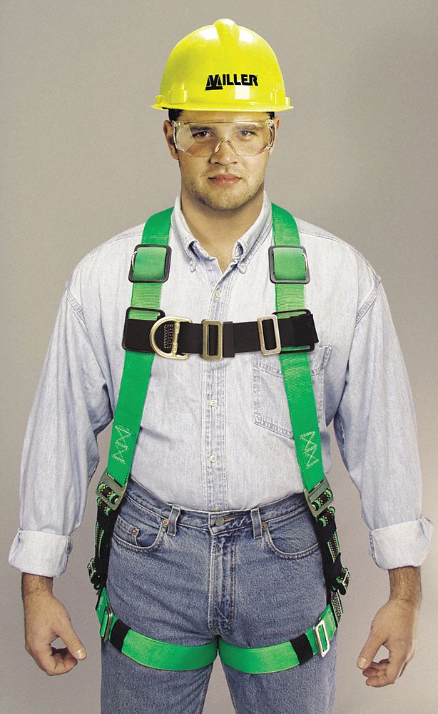 HONEYWELL MILLER Full Body Harness, 400 lb, Green S/M 19Y367P950FD