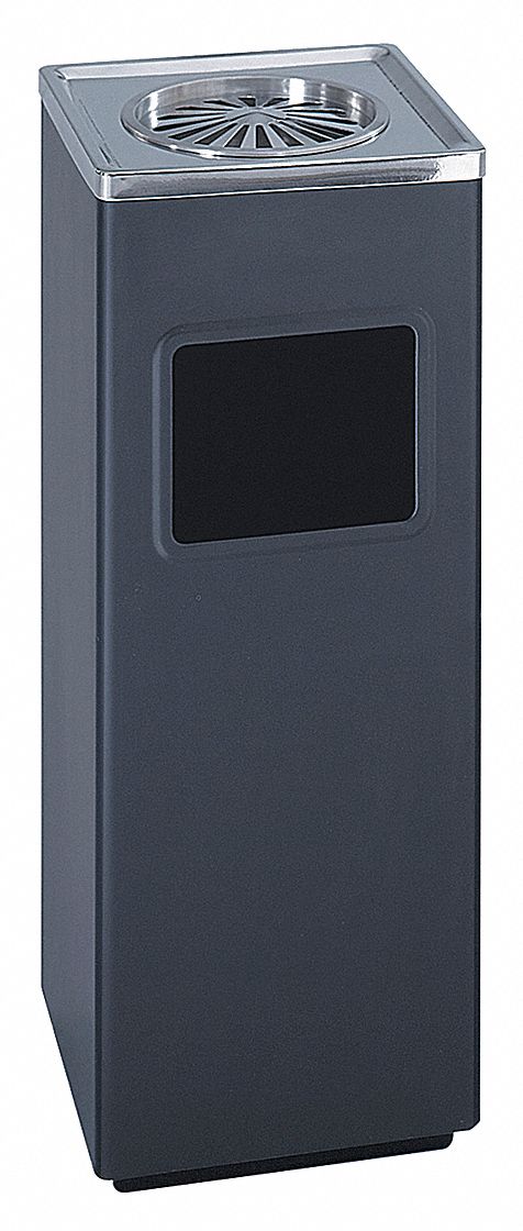 Wastebasket, Square, 3 gal., Black