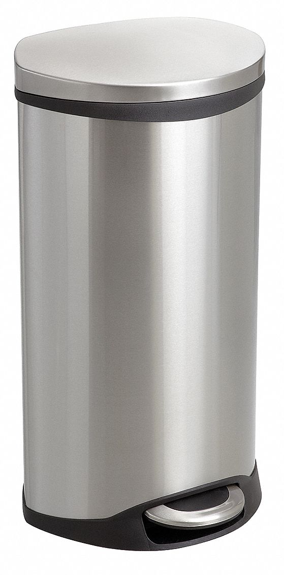 SAFCO Wastebasket, Elliptical, 71/2 gal., Silver 19YA469902SS