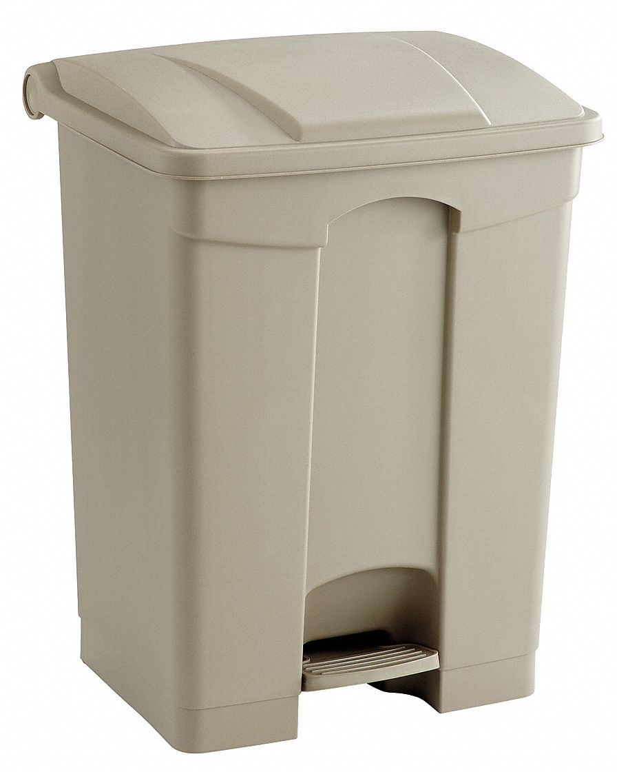 Trash Can, Rectangular, 17 gal., Tan