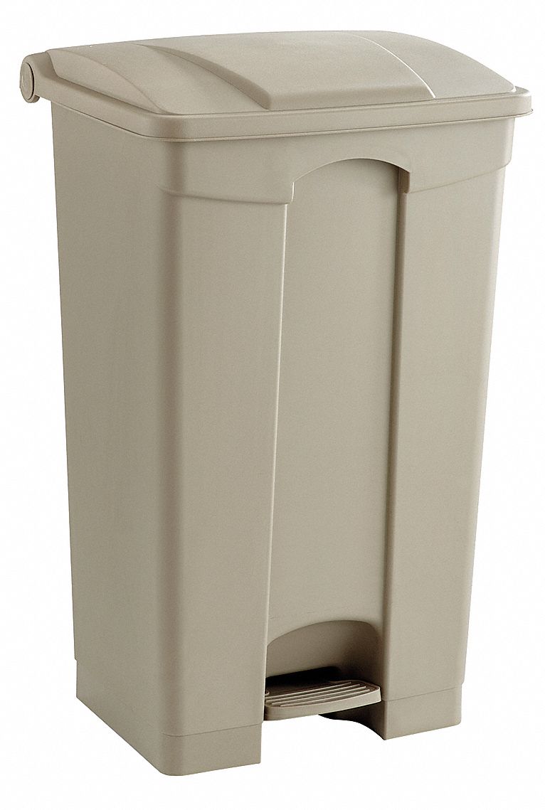 Trash Can, Rectangular, 23 gal., Tan
