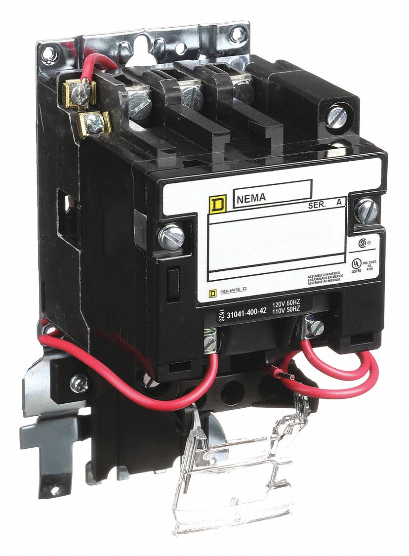 Magnetic Motor Starter: Non-Reversing, 3 Poles, NEMA Size 0, 18 A, 120V AC Coil