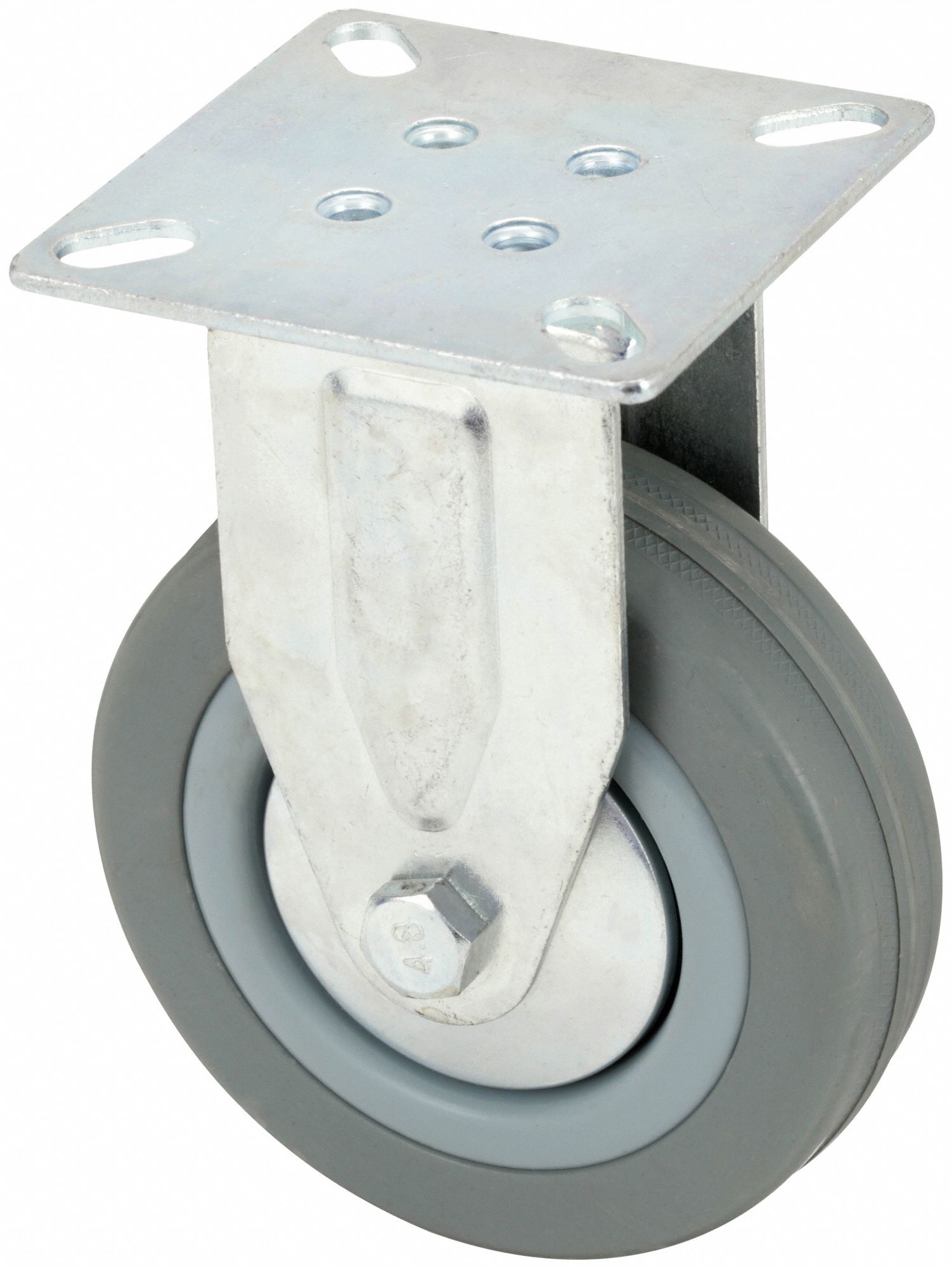 Plate Caster, Rigid, Rubber, 5 3/16"H