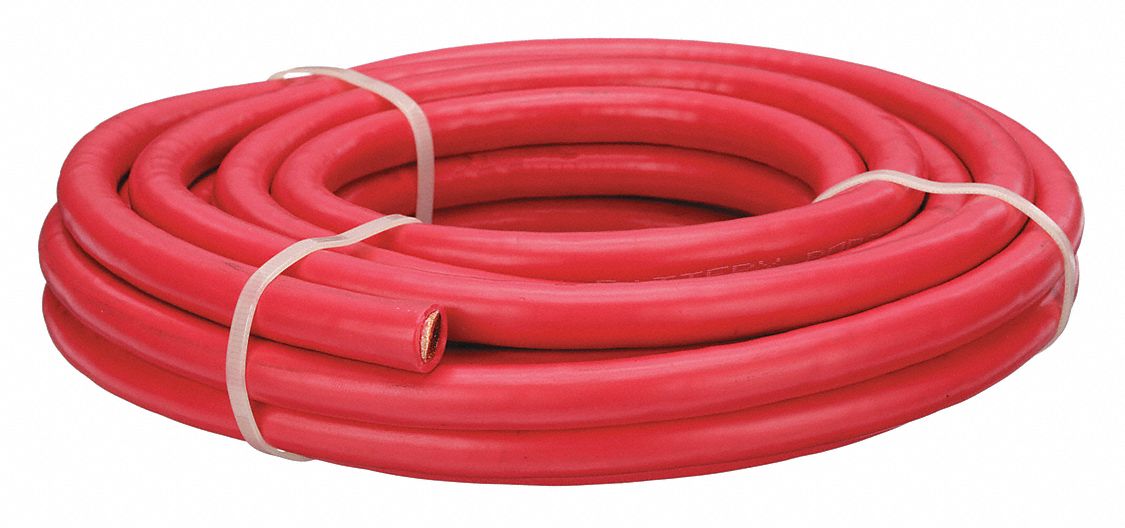 Battery Jumper Cable: 1/0 ga, 100 ft Cable Lg, Red, 150 A Max Current