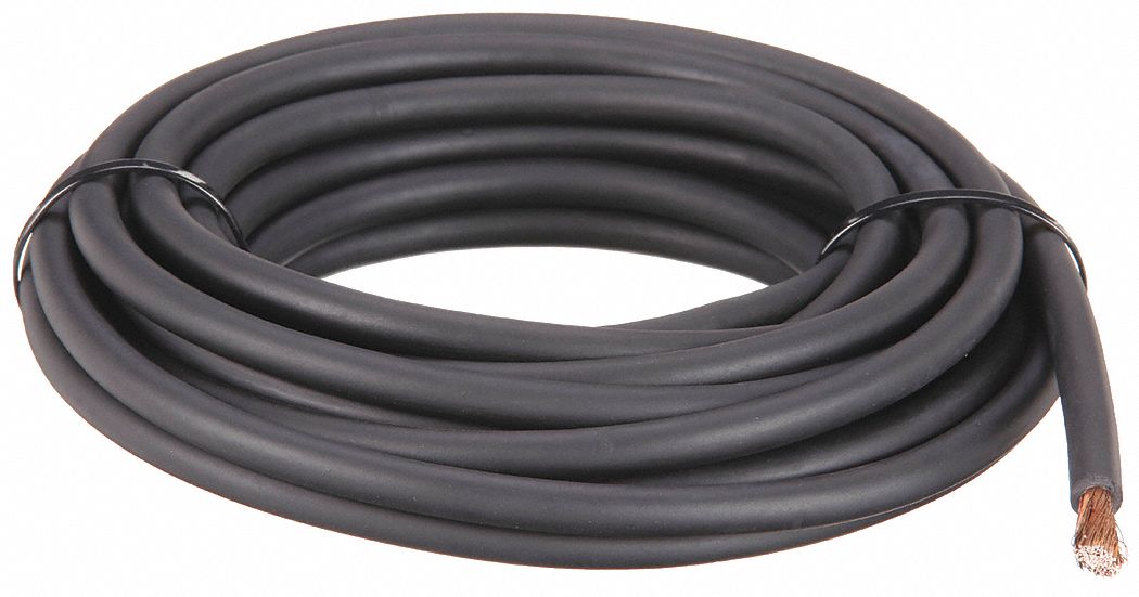 WELDING CABLE, 6 AWG WIRE SIZE, NEOPRENE, BLACK, 10 FT LENGTH