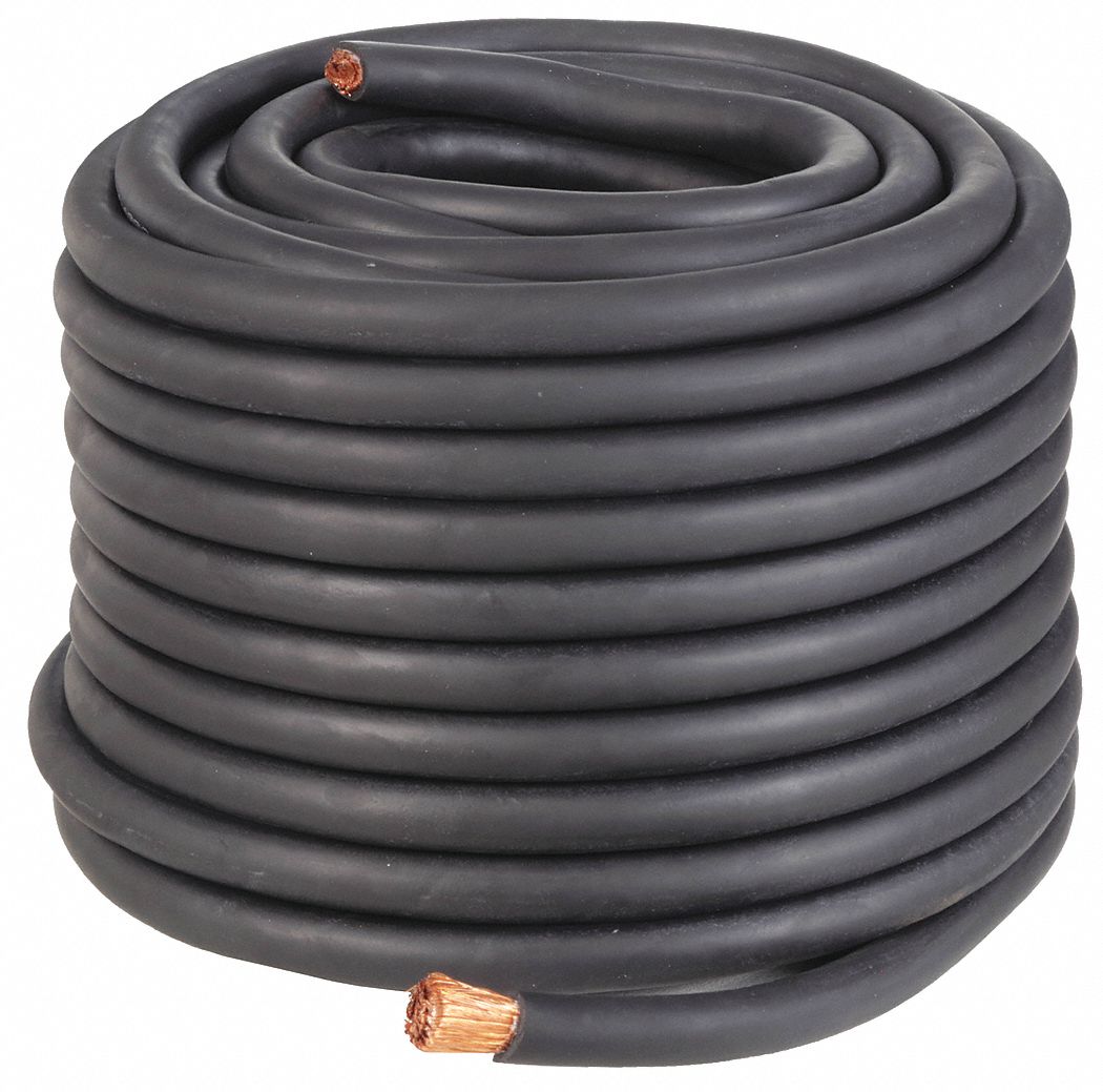WELDING CABLE, 4 AWG WIRE SIZE, NEOPRENE, BLACK, 100 FT LENGTH