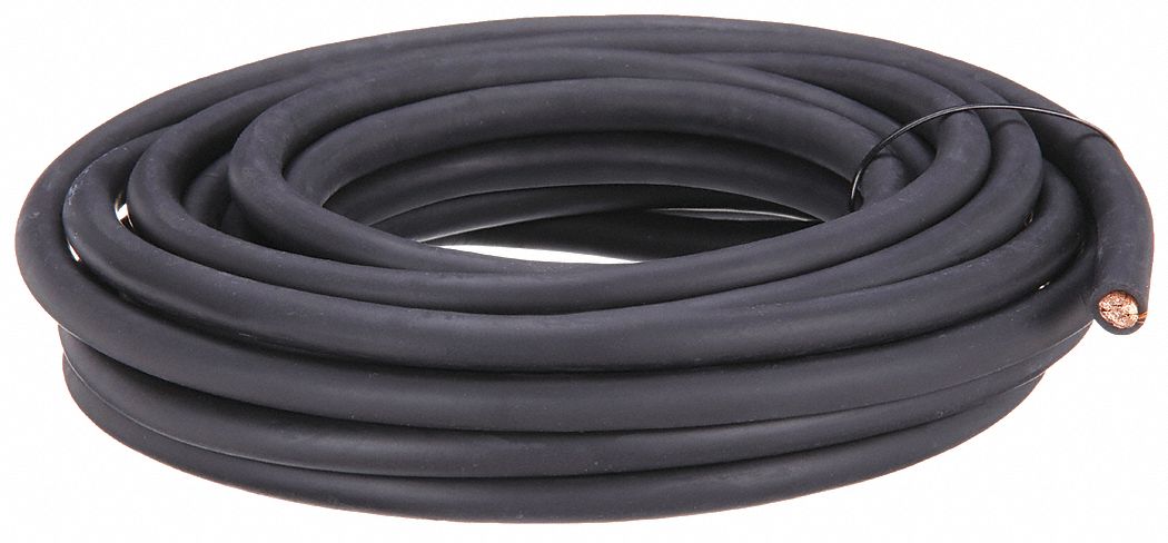 WELDING CABLE, 2 AWG WIRE SIZE, NEOPRENE, BLACK, 25 FT LENGTH