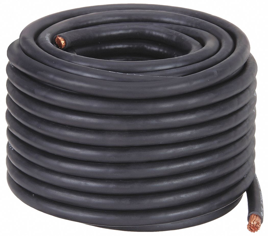 WELDING CABLE, 3/0 AWG WIRE SIZE, NEOPRENE, BLACK, 100 FT LENGTH