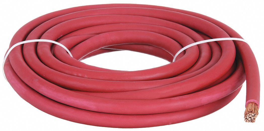 WELDING CABLE, 2 AWG WIRE SIZE, NEOPRENE, RED JACKET, 25 FT LENGTH