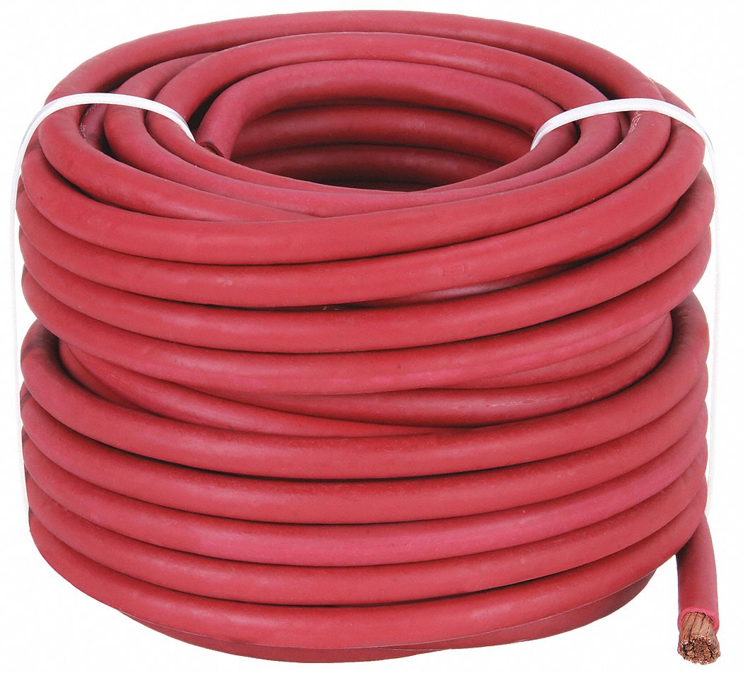 WELDING CABLE, 1/0 AWG WIRE SIZE, NEOPRENE, RED, 100 FT LENGTH