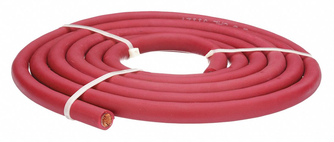 WELDING CABLE, 2/0 AWG WIRE SIZE, NEOPRENE, RED, 10 FT LENGTH