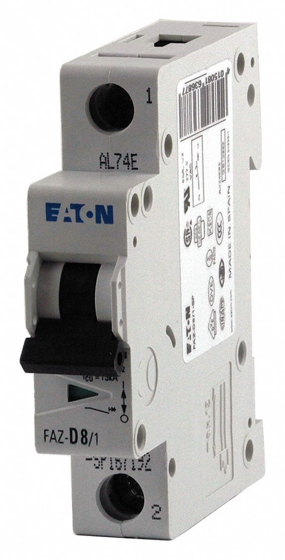 IEC Supplementary Protector, 1 Amps, Number of Poles:  1, 277VAC AC Voltage Rating