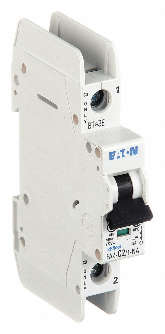 IEC MINIATURE CIRCUIT BREAKER, 2 AMPS, 48V DC, 10KA AT 277/480V AC, SCREW CLAMP, FAZ-NA