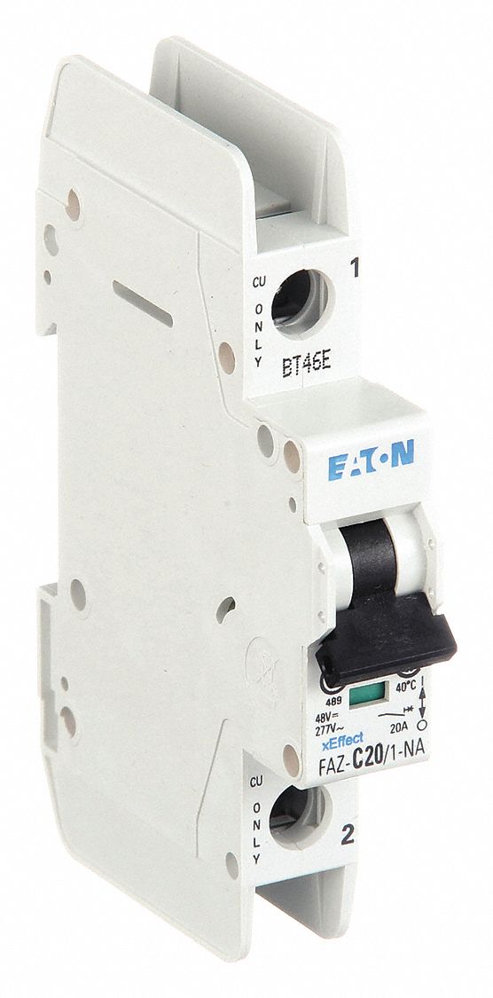 IEC MINIATURE CIRCUIT BREAKER, 20 AMPS, 48V DC, 14KA AT 277/480V AC, SCREW CLAMP, FAZ-NA