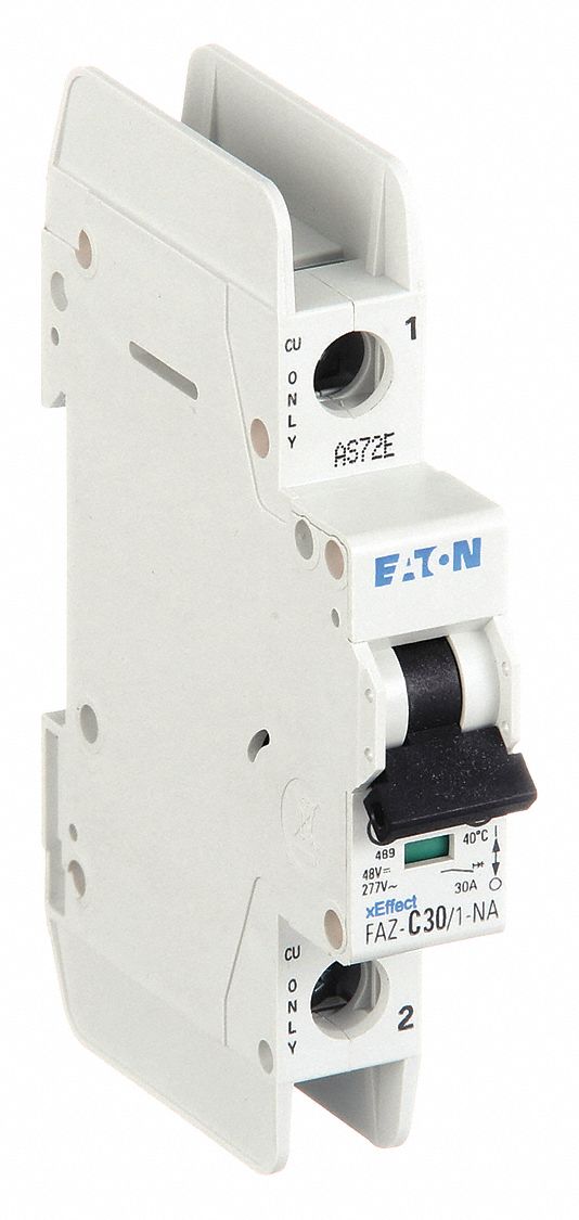 IEC Miniature Circuit Breaker: 30 A Amps, 48V DC, 10kA at 277/480V AC, Screw Clamp, FAZ-NA