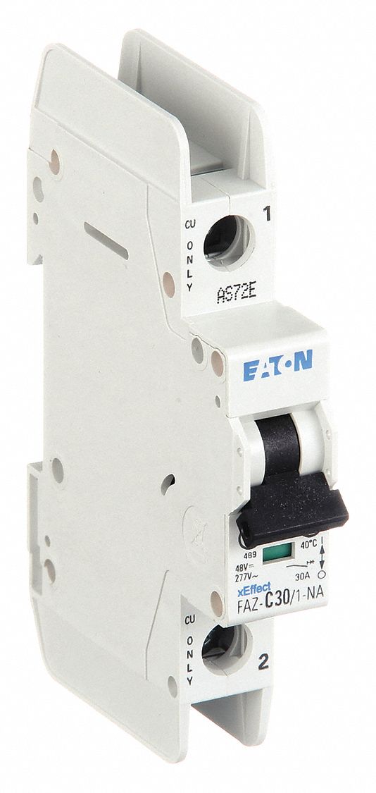 IEC MINIATURE CIRCUIT BREAKER, 30 AMPS, 48V DC, 10KA AT 277/480V AC, SCREW CLAMP, FAZ-NA