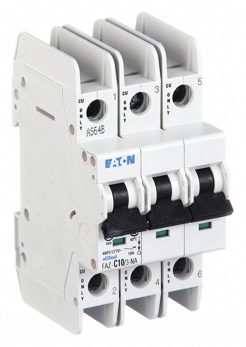 IEC Miniature Circuit Breaker: 10 A Amps, 48/96V DC, 10kA at 277/480V AC, Screw Clamp, C