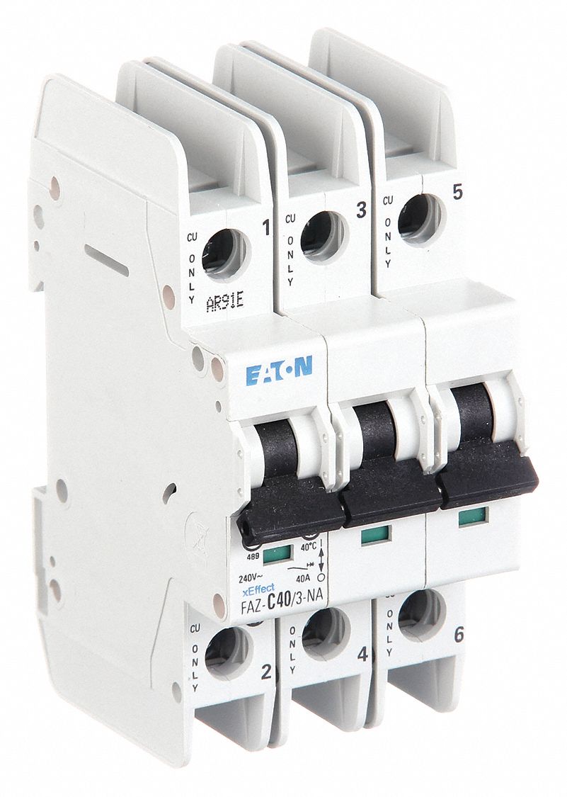 IEC Miniature Circuit Breaker: 40 A Amps, 48/96V DC, 10kA at 277/480V AC, Screw Clamp, C
