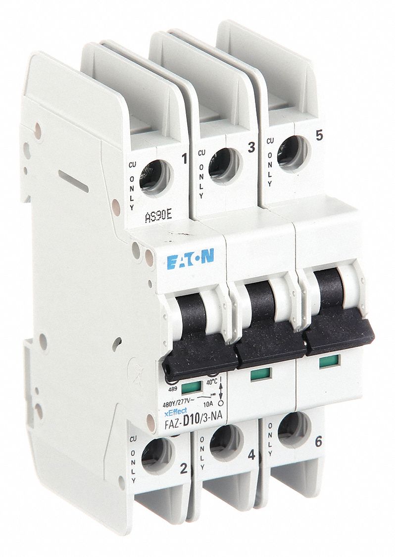 IEC MINIATURE CIRCUIT BREAKER, 10 AMPS, 48/96V DC, 10KA AT 277/480V AC, SCREW CLAMP, D