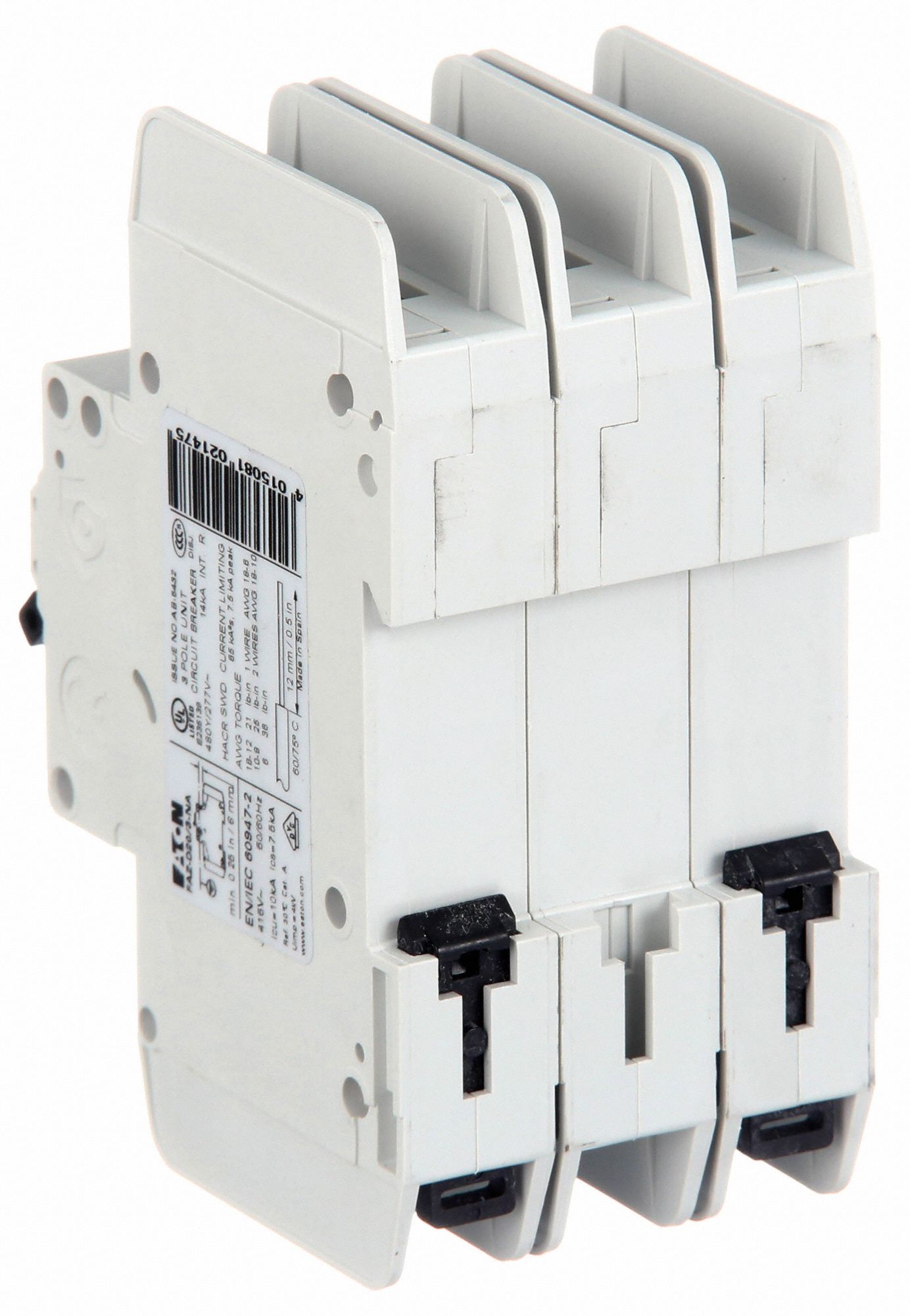 EATON IEC Miniature Circuit Breaker, Amps 20 A, Curve Type D, AC