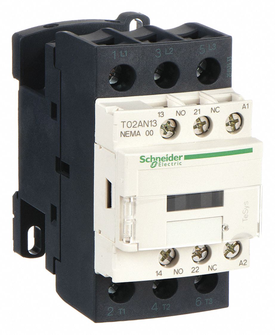 NEMA Magnetic Contactor: Non-Reversing, 3 Poles, NEMA Size 00, 9 A, 120V AC