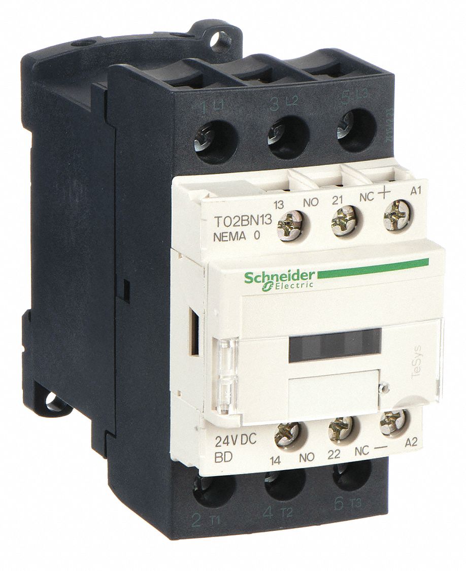 NEMA Magnetic Contactor: Non-Reversing, 3 Poles, NEMA Size 0, 18 A, 24V DC