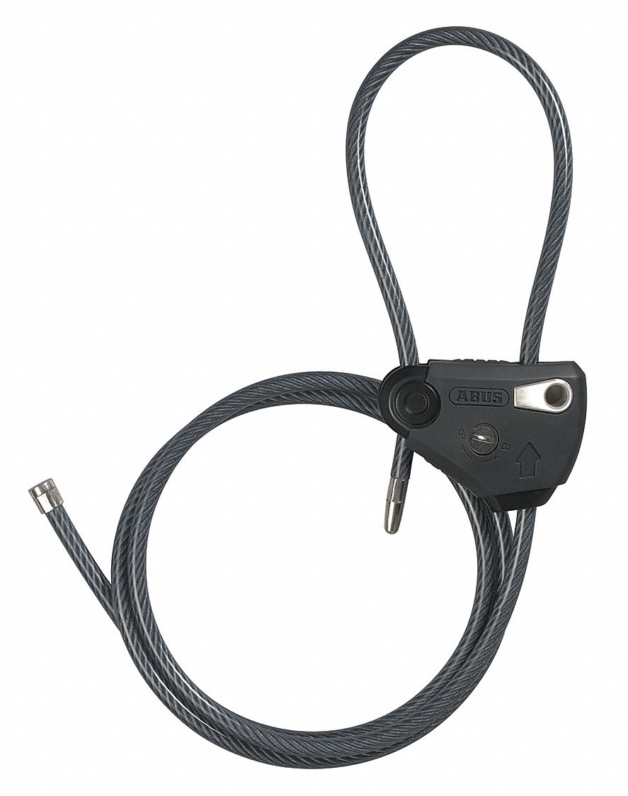 ABUS Adjustable Length Cable Locks, 6 ft Cable Length, Steel, 25/64 in